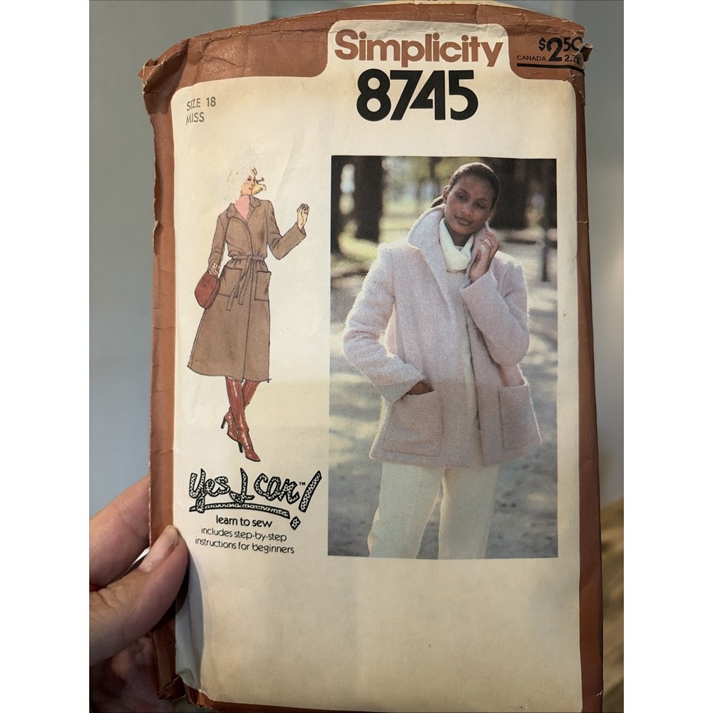 Vintage Simplicity 8745 Yes You Can Jacket Sewing Pattern Size 18 Cut Complete